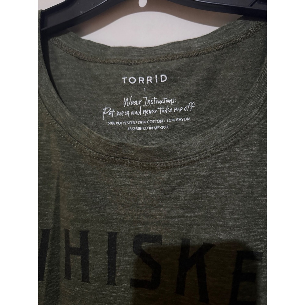 TORRID Womens T Shirt Olive Green Whiskey Business Graphic Tee Top Size 1 - Picture 3 of 6